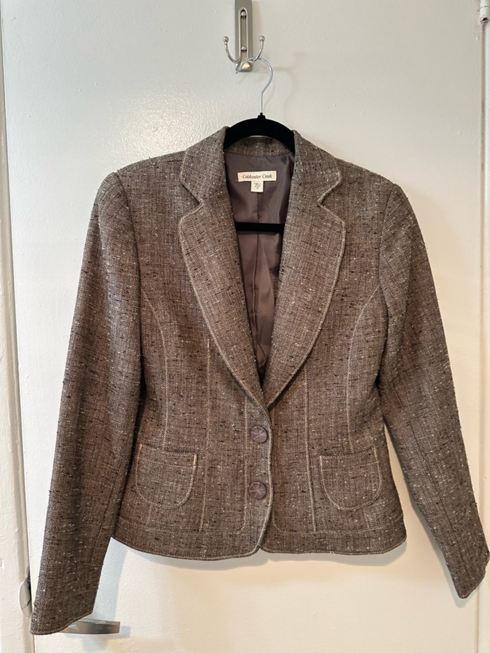 Coldwater Creek Taupe Tweed Blazer Jacket